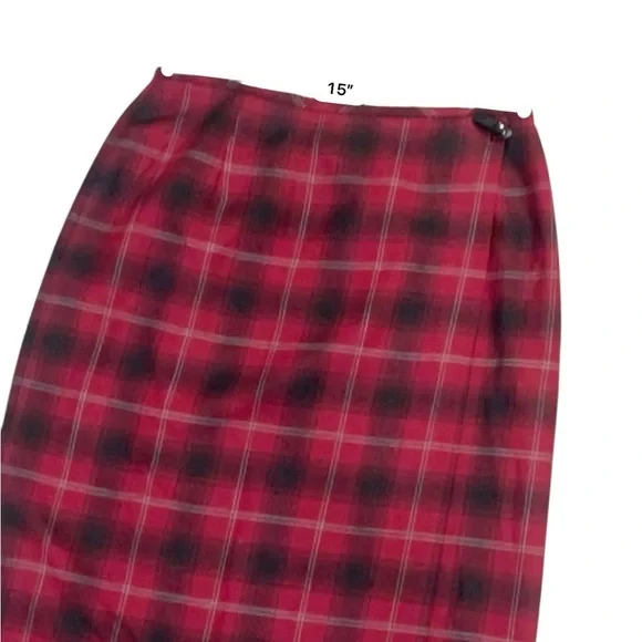 Vintage wool plaid maxi skirt wrap preppy old money classic holiday 10 - Picture 8 of 10